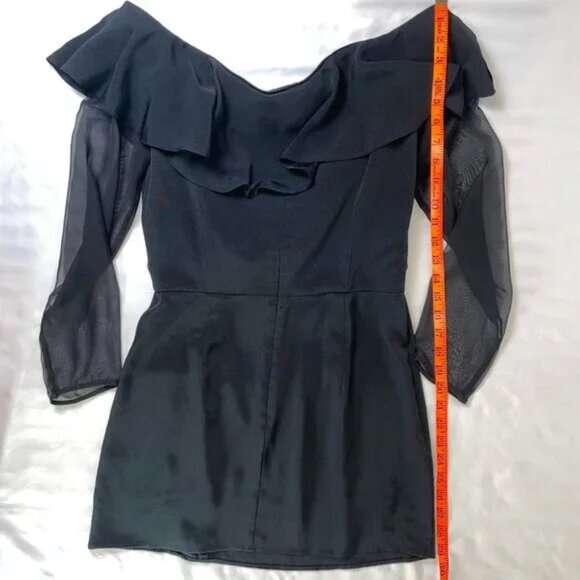 Elegant Black Ruffle Mini Dress - Picture 8 of 12